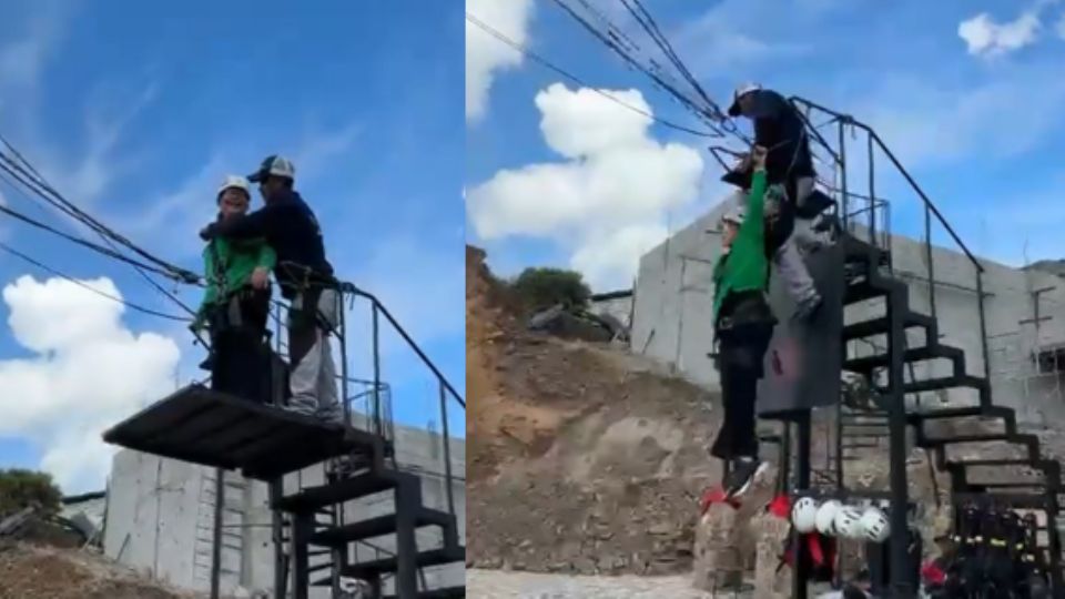 Momento en que la joven cayó del 'columpio extremo'.