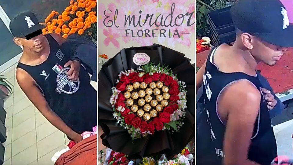 Roban ramo de rosas y cámaras en florería de El Carmen