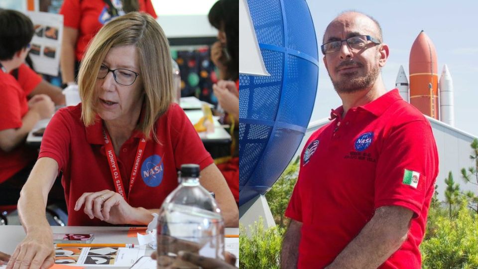 Kathryn Lueders, ejecutiva de SpaceX, y el astronauta mexicano Rodolfo Neri Vela