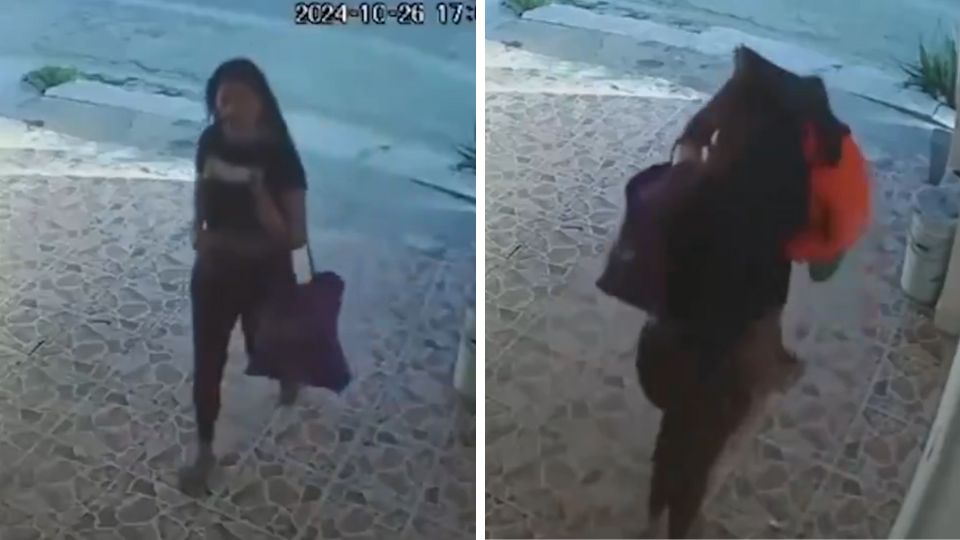 Mujer se roba adorno de Halloween en San Nicolás