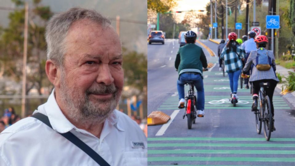 Mauricio Fernández, alcalde de San Pedro. Ciclistas de la 'Vía Libre'.