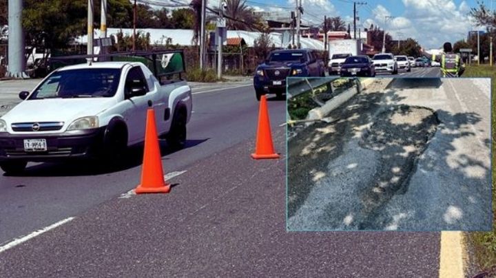 Gran bache en la Carretera Nacional causa daños a automovilistas