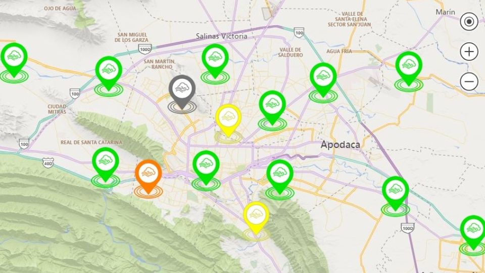 Estaciones de monitoreo ambiental en la zona metropolitana