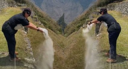 Video: Mujer arroja presuntas cenizas de un fallecido en Machu Picchu