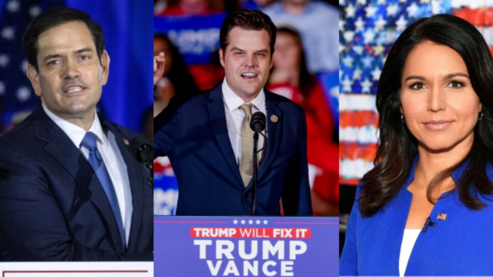 De izquierda a derecha Marco Rubio, Matt Gaetz y Tulsi Gabbard.