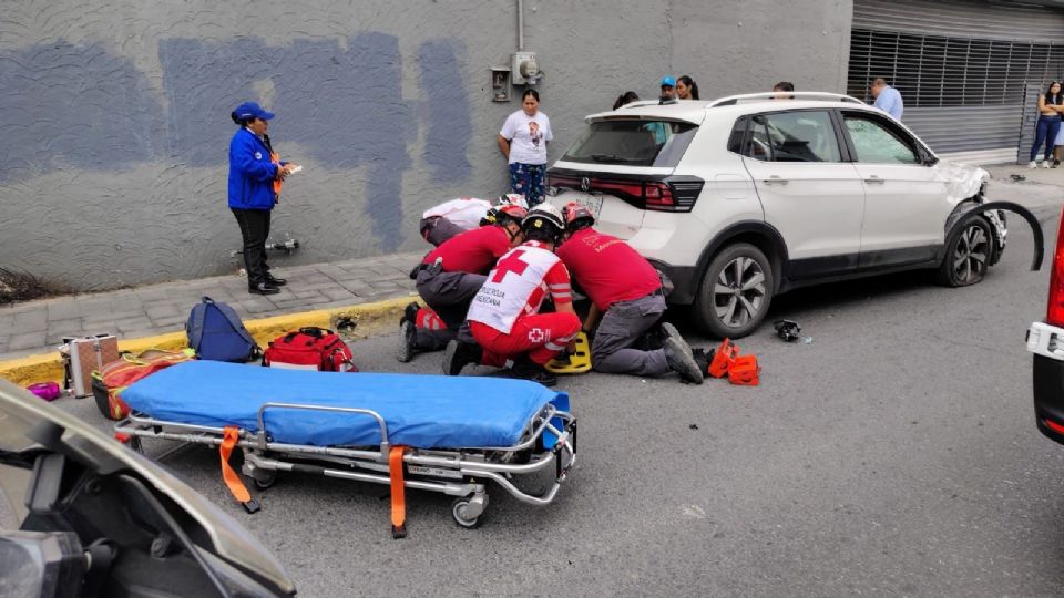 Sitio donde ocurrió el accidente en el centro de Monterrey.