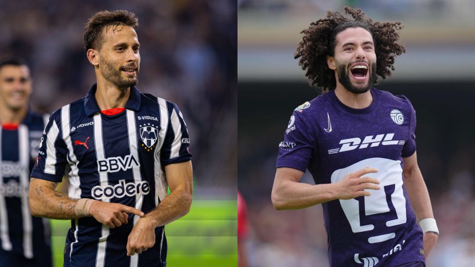 Sergio Canales (izq.) de Rayados y César Huerta, de Pumas