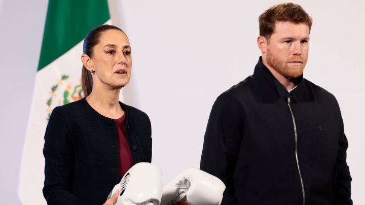 ‘Canelo’ Álvarez entrega guantes blancos de la paz a Claudia Sheinbaum