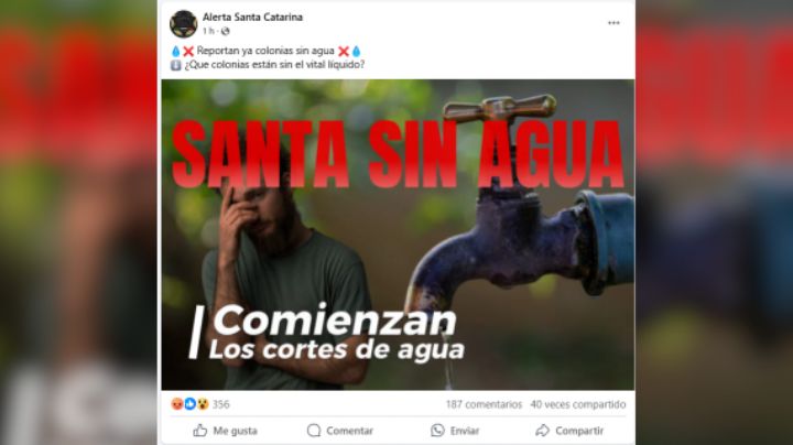 Inician cortes de agua antes de lo anunciado en Santa Catarina