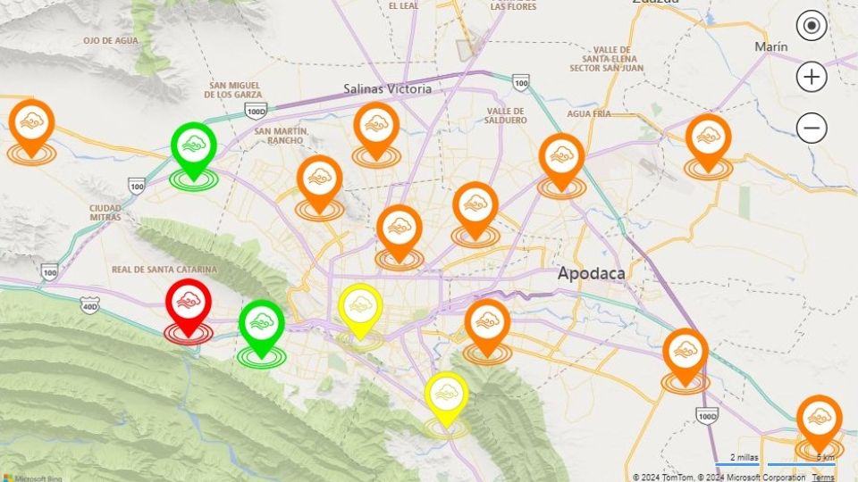 Mapa de las estaciones de monitoreo ambiental