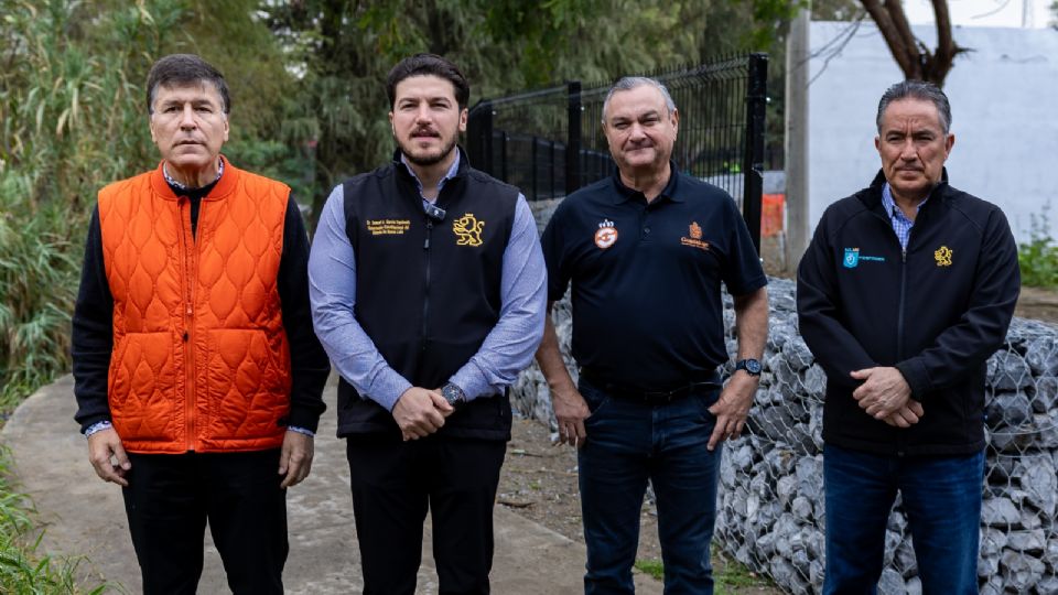 Alfonso Martínez titular de la Secretaria de Medio Ambiente, El gobernador Samuel García y el Alcalde de Guadalupe, Héctor García.