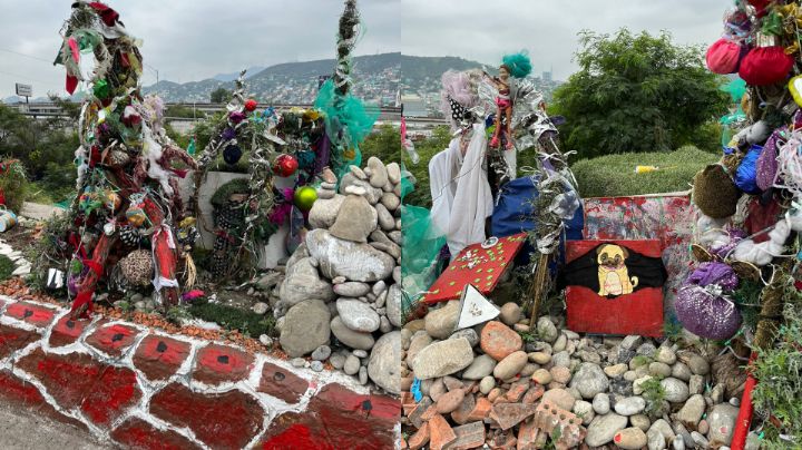 Hombre en situación de calle monta un “nacimiento” en el centro de Monterrey