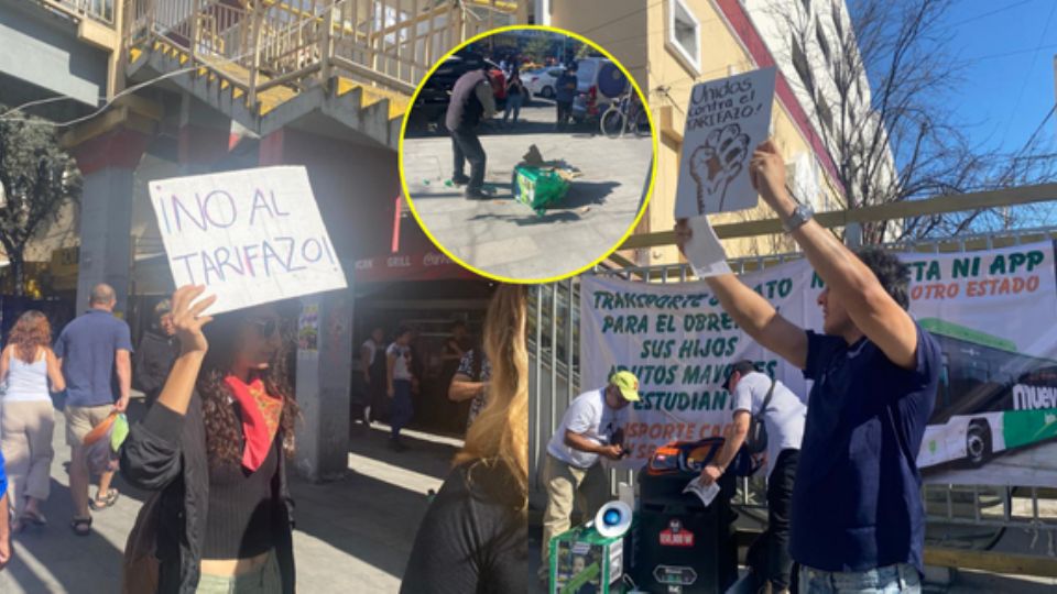 Miembros de la Alianza de Usuarios de Servicios Públicos y Financieros rompieron una piñata con el rostro de Hernán Villarreal en protesta contra el posible aumento a las tarifas de transporte público.