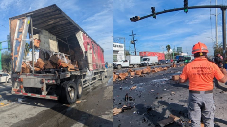 La carga del tren quedó sobre la vía pública.