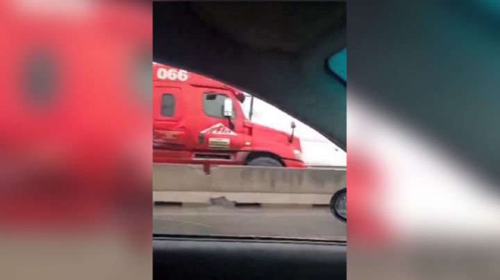 Captan a camión de carga circulando en contra en avenida Miguel Alemán