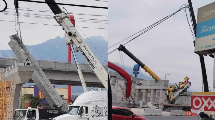 Cae viga en la construcción del Megapuente en Santa Catarina
