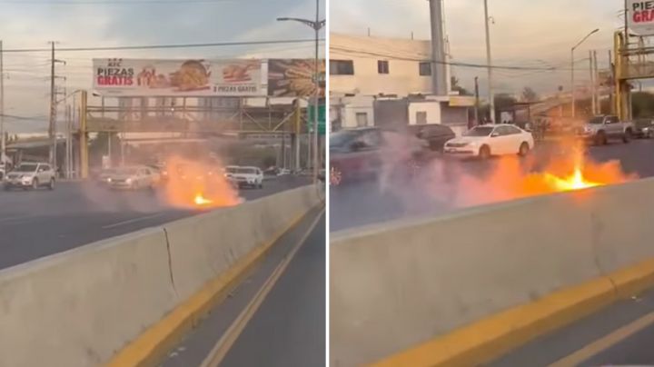 Tráfico paralizado y fuego en la avenida: ¿Qué sucedió esta mañana en Garza Sada?