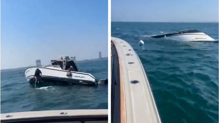 Video: Lancha se hunde en Veracruz; tripulantes lograron ponerse a salvo