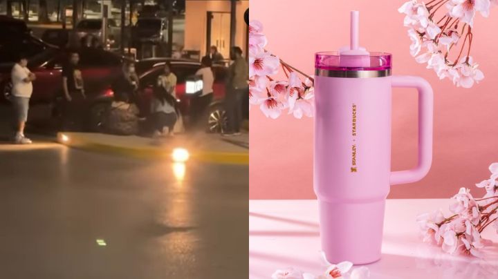 Regios hacen fila desde la madrugada para conseguir termo Stanley en Starbucks