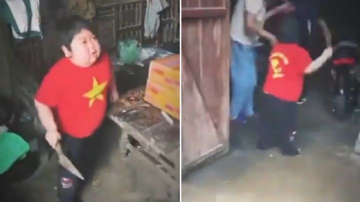 Niño amenaza a su familia con cuchillo en mano; lo apodan como 'Chucky'