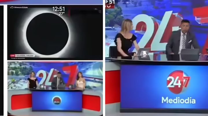 Conductores viven bochornoso momento mientras mostraban videos del eclipse solar