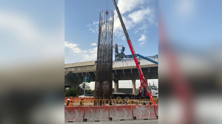 Ajustan estructura de la Línea 6 del Metro tras inclinarse en avenida Madero, en Monterrey
