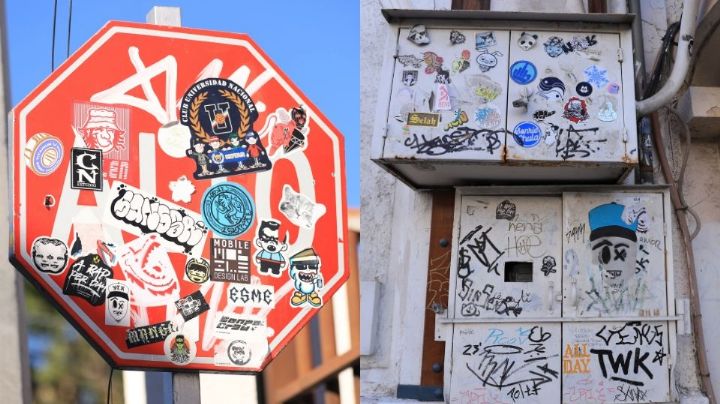Stickers, el nuevo graffiti que prolifera en las calles de Monterrey