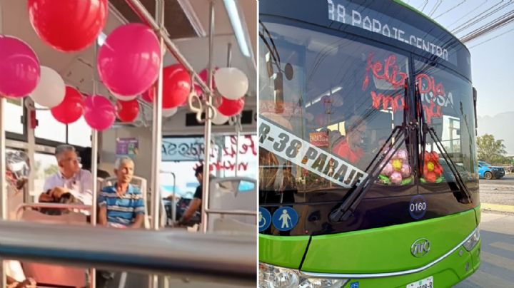 Chofer decora ruta de García y regala chocolates por el Día de las Madres