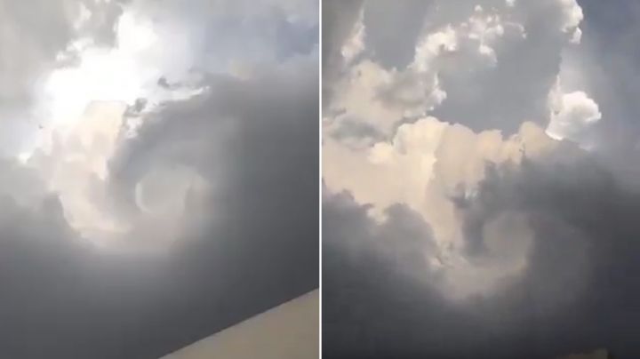 ¿Fue el viento? Captan nube giratoria y su 'ojo' en Juárez, Nuevo León