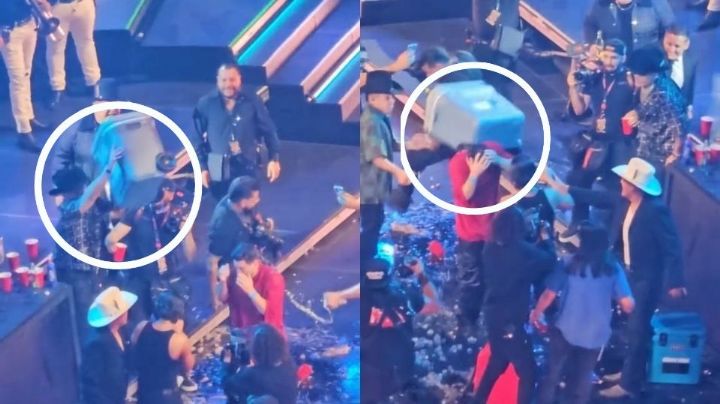 Video: Eduin Caz le lanza hielera a su cuñado durante concierto y recibe críticas