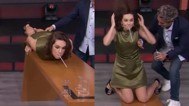 Video: Tania Rincón rompe la mesa y se cae mientras jugaba en vivo