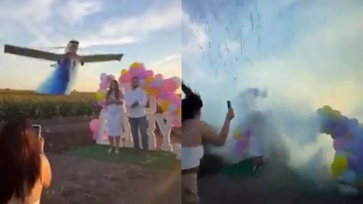 Video: Pareja casi es arrollada por avioneta durante revelación de género