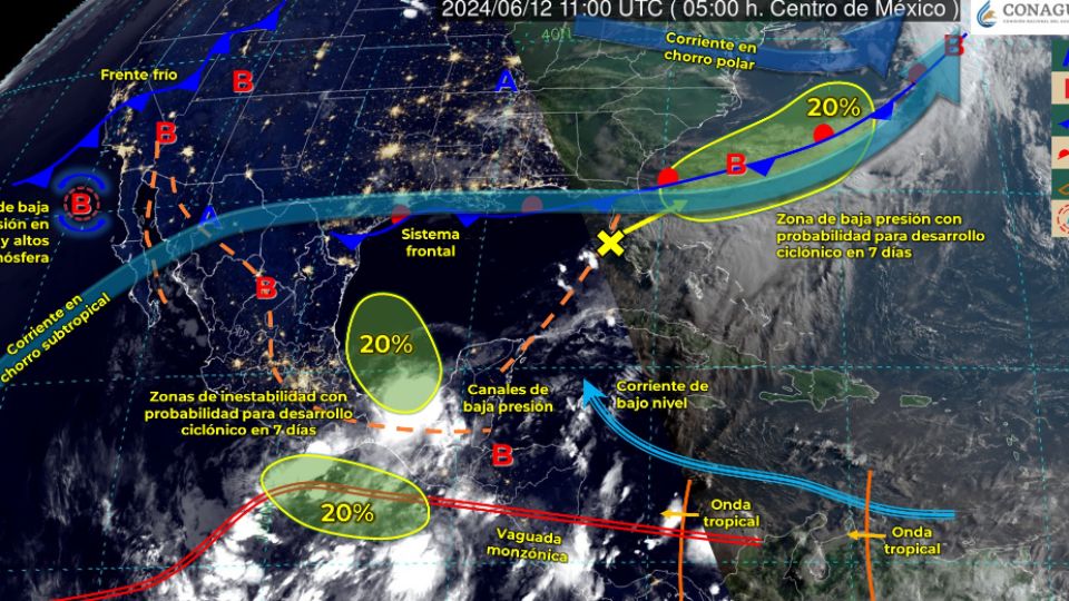 La Conagua señaló que se mantiene dos zonas en vigilancia que pueden desarrollar Ciclones Tropicales en el océano Atlántico.