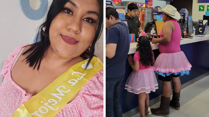 Muere esposa de hombre que se vistió de rosa para llevar a su hija al cine en Tamaulipas