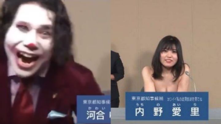 Candidata japonesa se quita la blusa en debate donde también participa el ‘Joker’