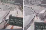 Video: Captan choque y caída de tráiler en puente de Santa Catarina