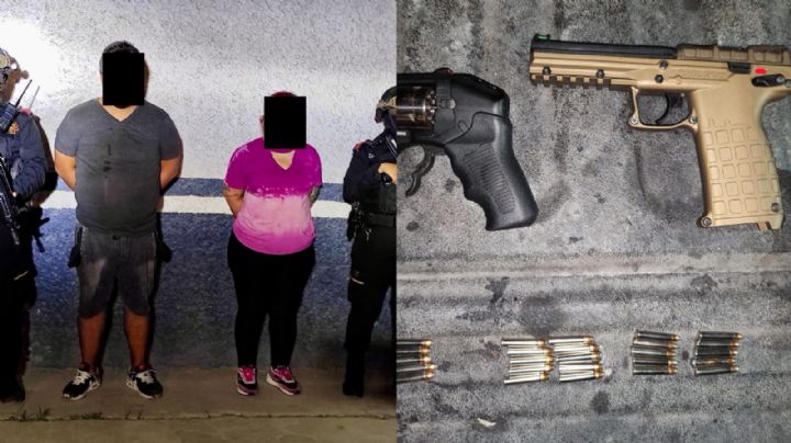 Arrestan a una pareja en posesión de armas en el sur de Monterrey