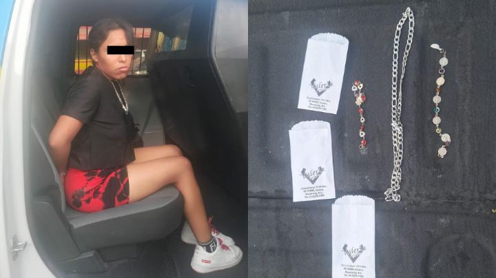 Detienen a mujer por robar joyería en el centro de Monterrey