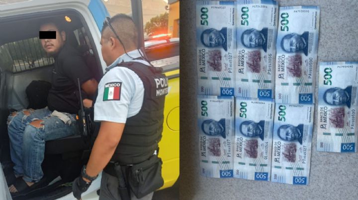 Detienen a hombre por intentar hacer depósitos bancarios con billetes falsos en Monterrey