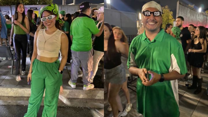 Fans pintan de verde el concierto de Feid en Monterrey