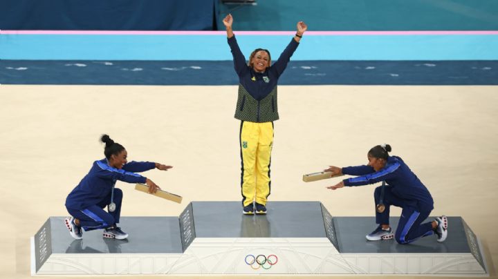 Rebeca Andrade le gana el oro a Simone Biles en ejercicios de suelo