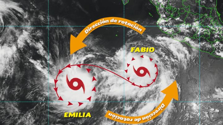 ¿Qué es el Efecto Fujiwhara que está ocurriendo con 'Emilia' y 'Fabio'?