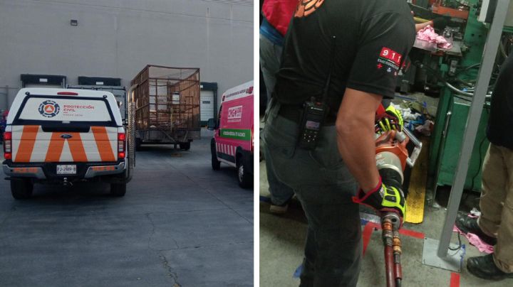 Máquina de moldes aplasta mano a trabajador en Guadalupe