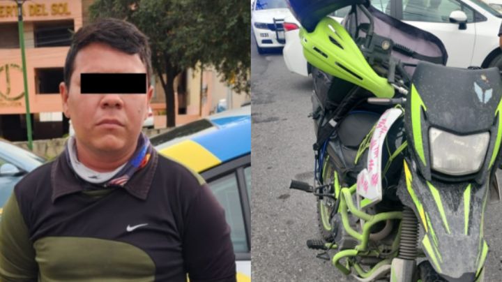 Detienen a presunto repartidor por circular en moto robada en Monterrey