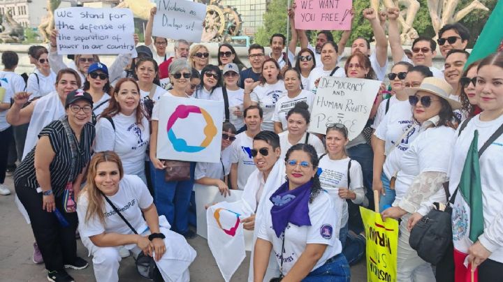 Trabajadores del Poder Judicial marchan ahora por la paz en calles de Monterrey