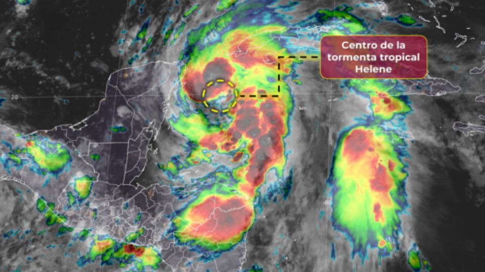 Imagen satelital de la tormenta tropical Helene.