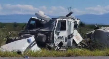 Pipa vuelca y derrama químico sobre la carretera Monclova