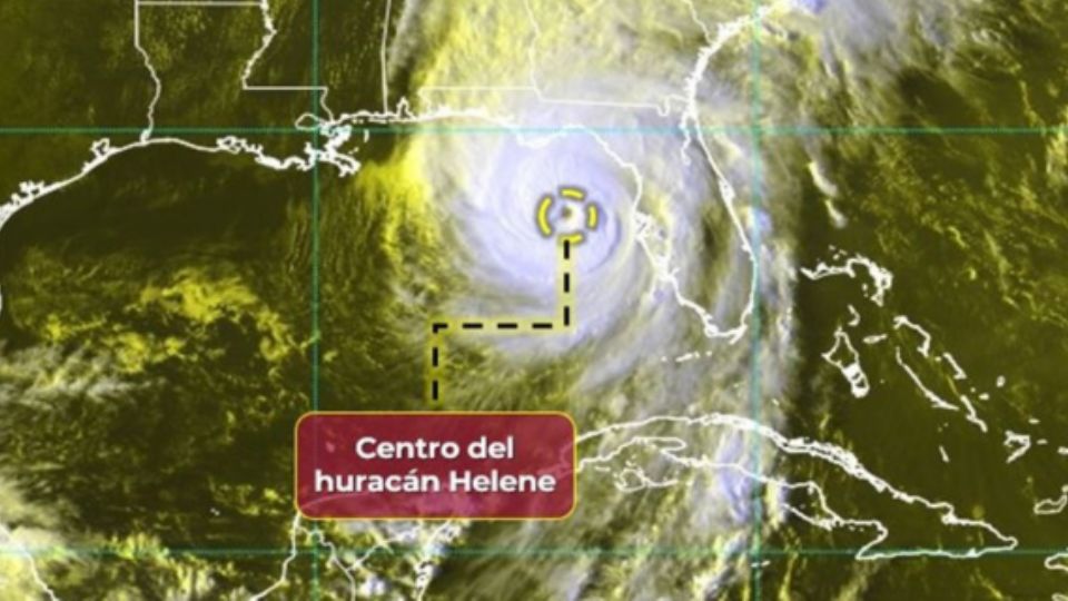 Imagen satelital del huracán Helene.