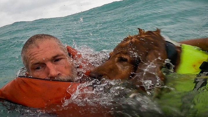 Guardia Costera rescata a hombre y su perro golpeados por huracán Helene en el mar