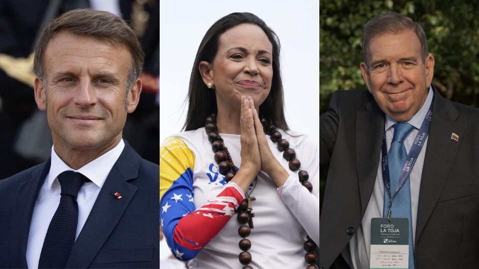 Presidente de Francia habla con María Corina Machado y Edmundo González Urrutia sobre seguridad en Venezuela.
